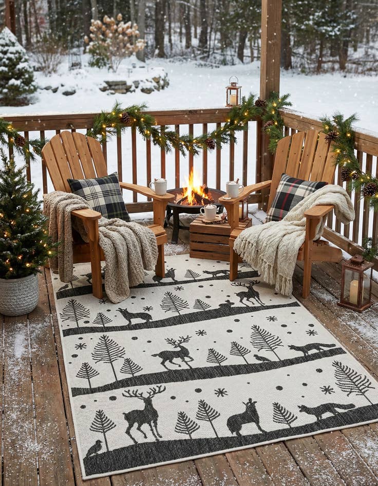 Detail image of 4' x 6'  Washable Holiday Indoor / Outdoor Rug