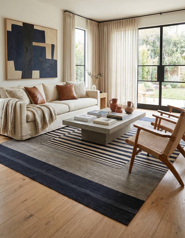 Detail image of 6' 10 x 9' 8  Hand Woven Kilim Modern Wool Rug