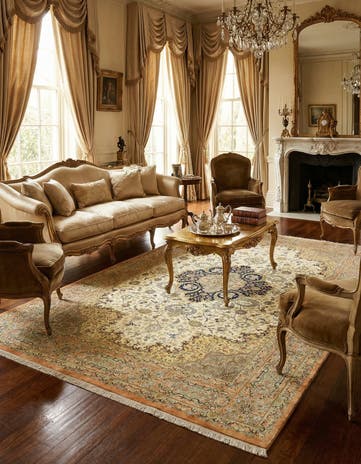 6' 6 x 9' 10 Ghom Silk Rug