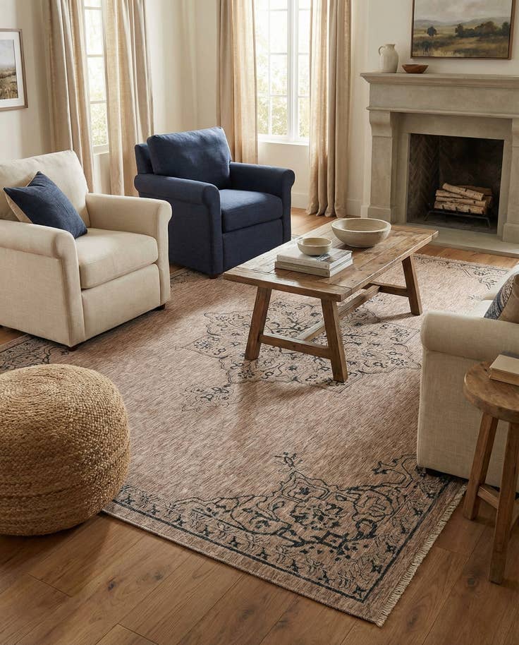 Detail image of 9' x 12' Easy-Clean Traditional Indoor / Outdoor Rug