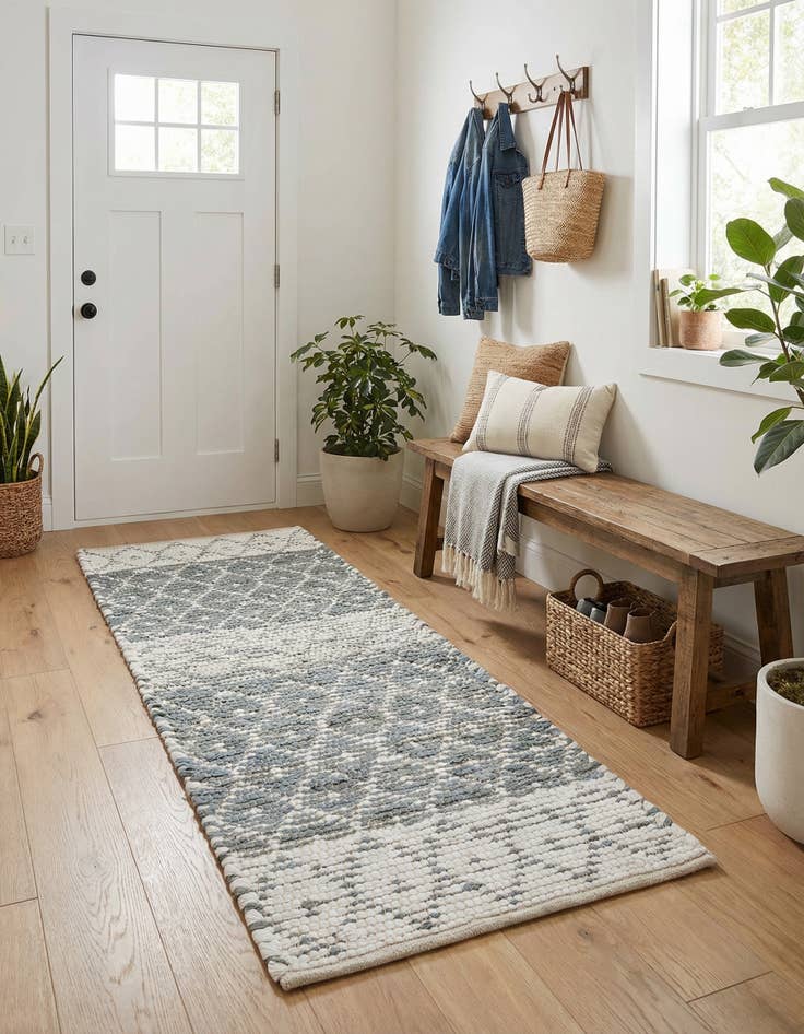 Detail image of  2' x 3' 1  Hand Woven Chindi Trellis Rug