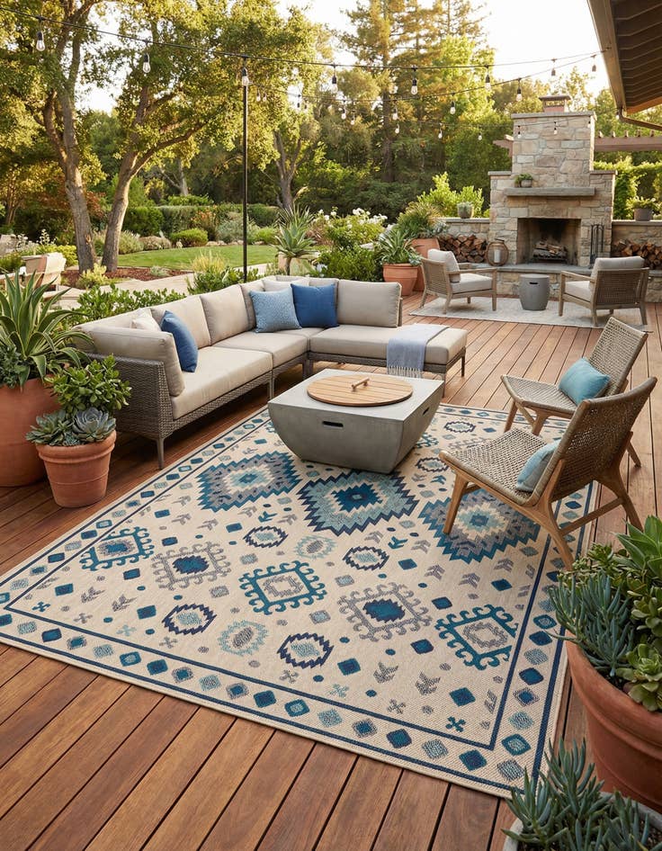 Detail image of 9' x 12'  Washable Baja Indoor / Outdoor Rug