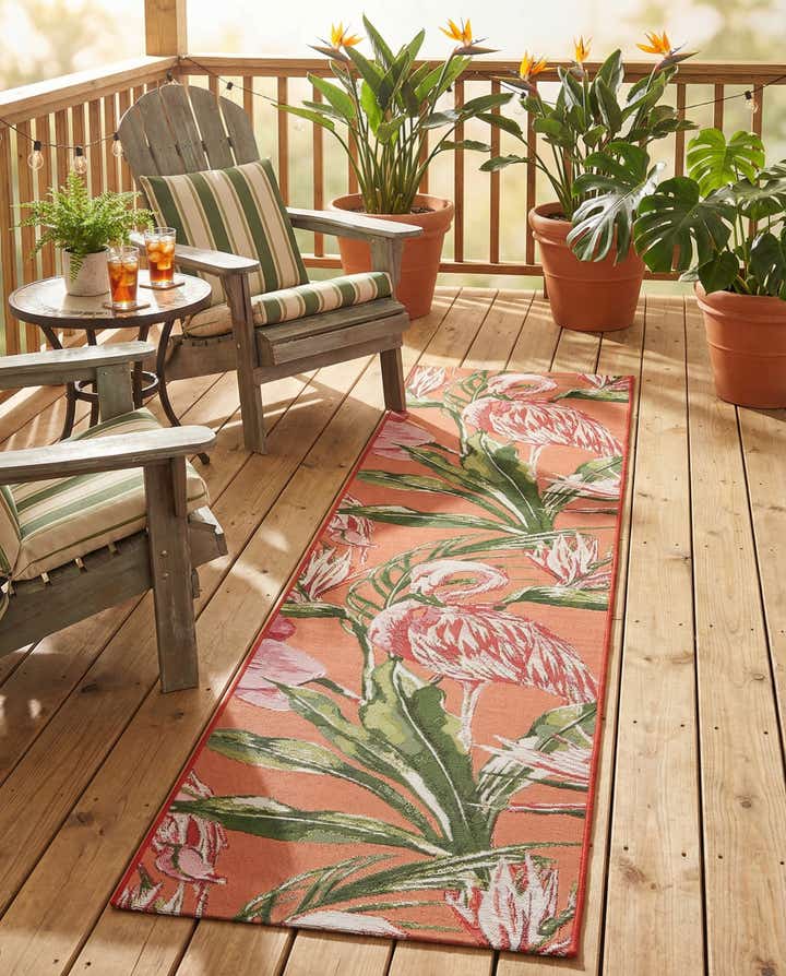 2' x 8' Easy-Clean Botanical Indoor / Outdoor Runner Rug