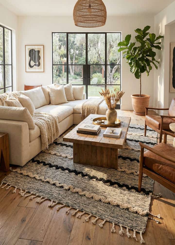 6' 6 x 9' 7 Hand Knotted Moroccan Wool Rug