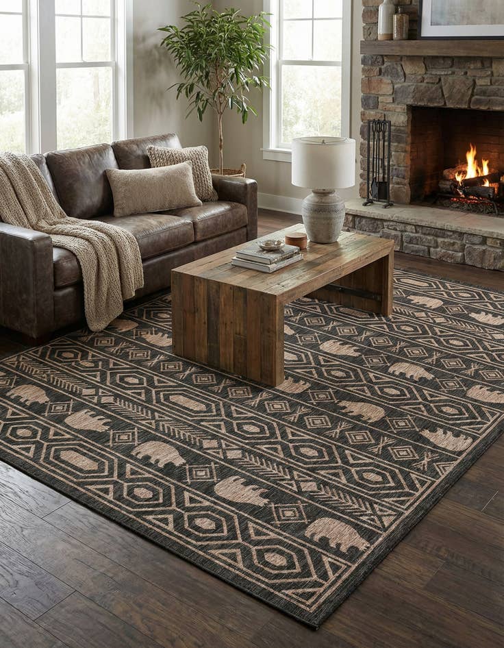 Detail image of 9' x 12' Easy-Clean Southwestern Indoor / Outdoor Rug