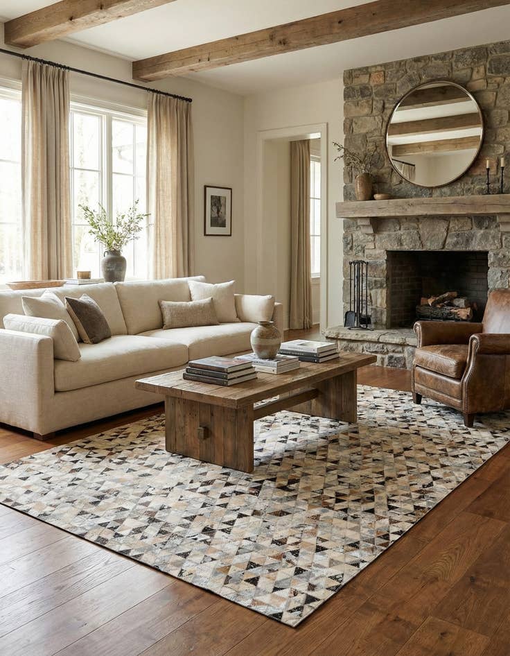 Detail image of 5' 3 x 7' 6 Cowhide Stocks Rug