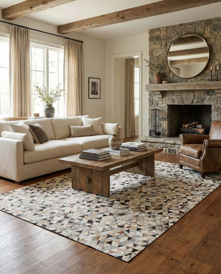 5' 3 x 7' 6 Cowhide Stocks Rug