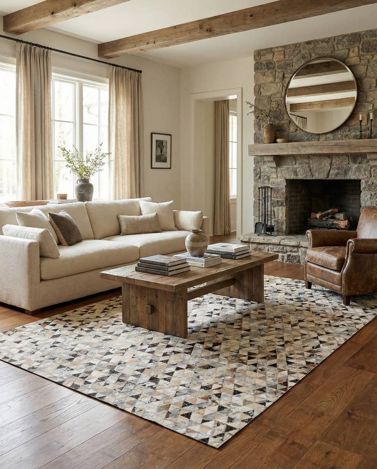 Detail image of 5' 3 x 7' 6 Cowhide Stocks Rug