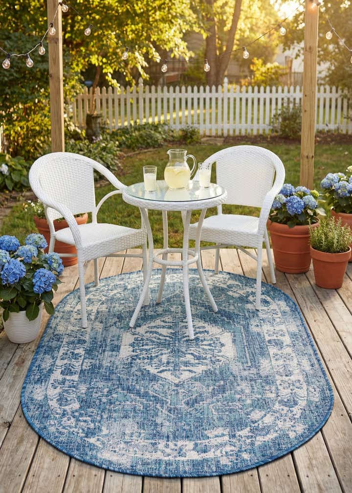 3' x 5' 3 Easy-Clean Traditional Indoor / Outdoor Oval Rug