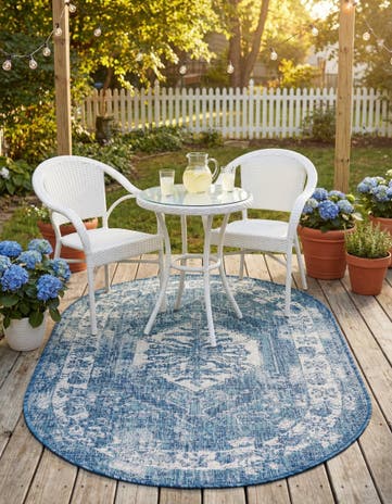 3' x 5' 3 Easy-Clean Traditional Indoor / Outdoor Oval Rug