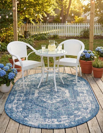 3' x 5' 3 Easy-Clean Traditional Indoor / Outdoor Oval Rug