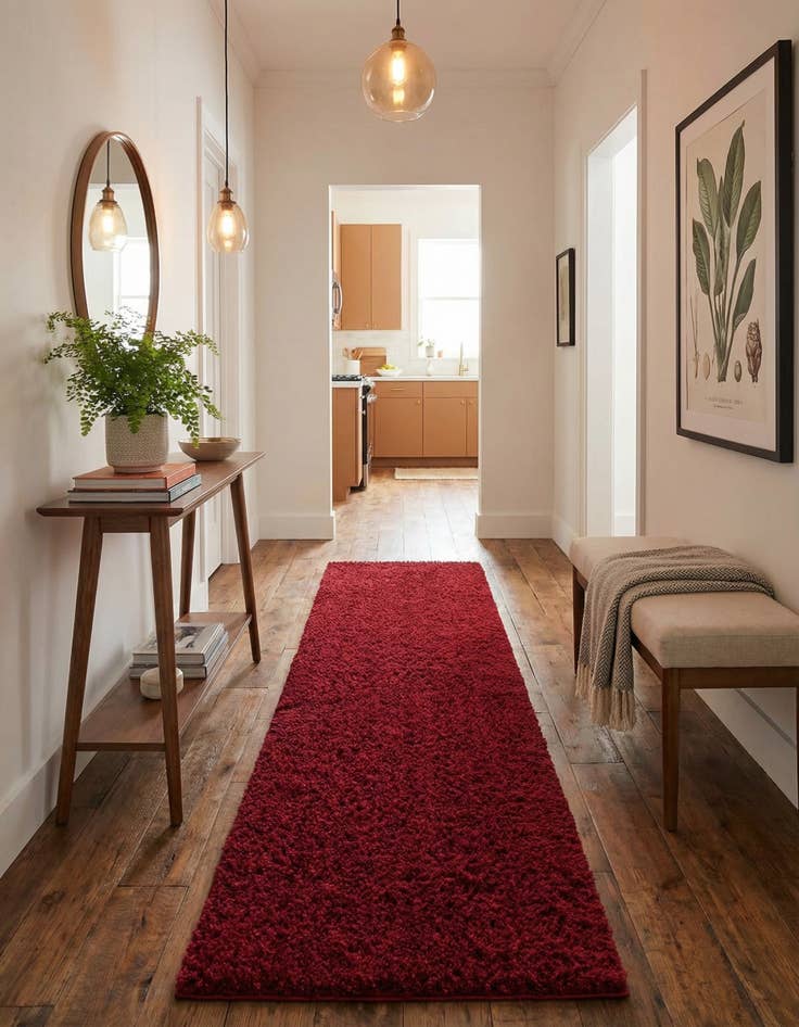 Detail image of 2' 7 x 10' Studio Solid Shag Runner Rug