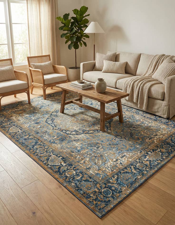 Detail image of 5' 3 x 8' Easy-Clean Traditional Indoor / Outdoor Rug