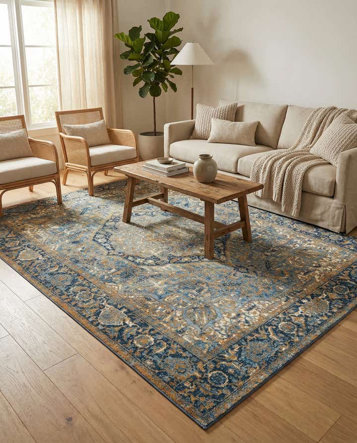 5' 3 x 8' Easy-Clean Traditional Indoor / Outdoor Rug