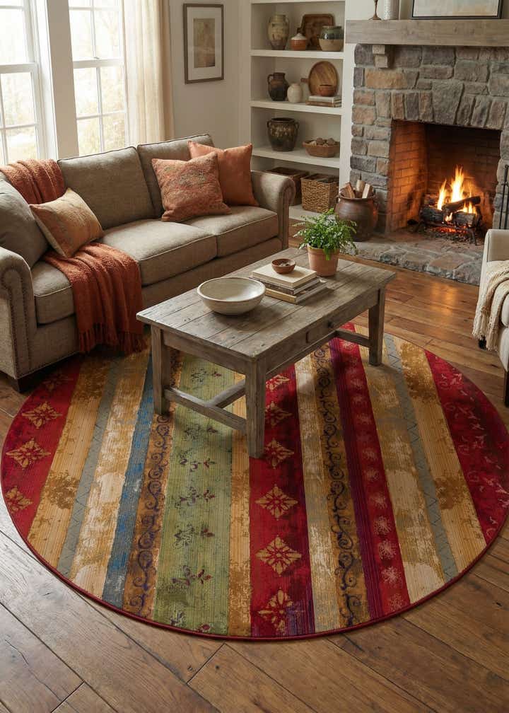 10' x 10' Easy-Clean Modern Indoor / Outdoor Round Rug