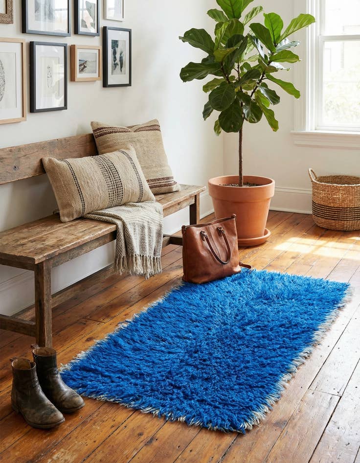 Detail image of 2' 2 x 4' 7  Hand Knotted Moroccan Wool Runner Rug