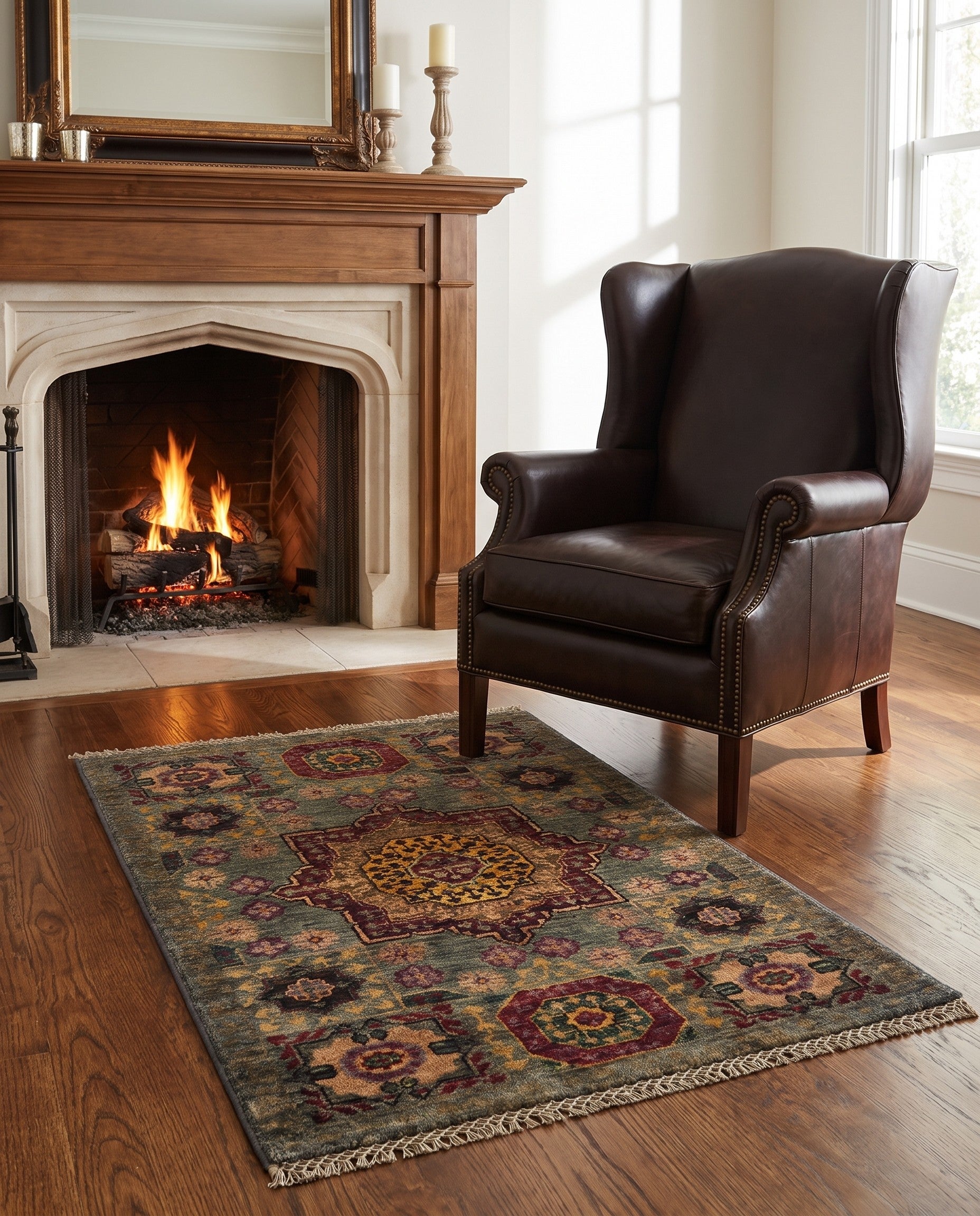 2' x 3' Hand Knotted Mamluk Ziegler Rug