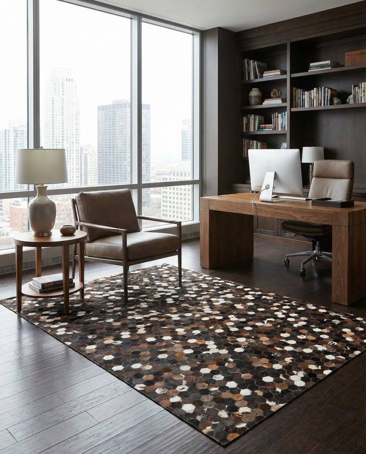 Detail image of 5' x 7' 10 Cowhide Leather Rug