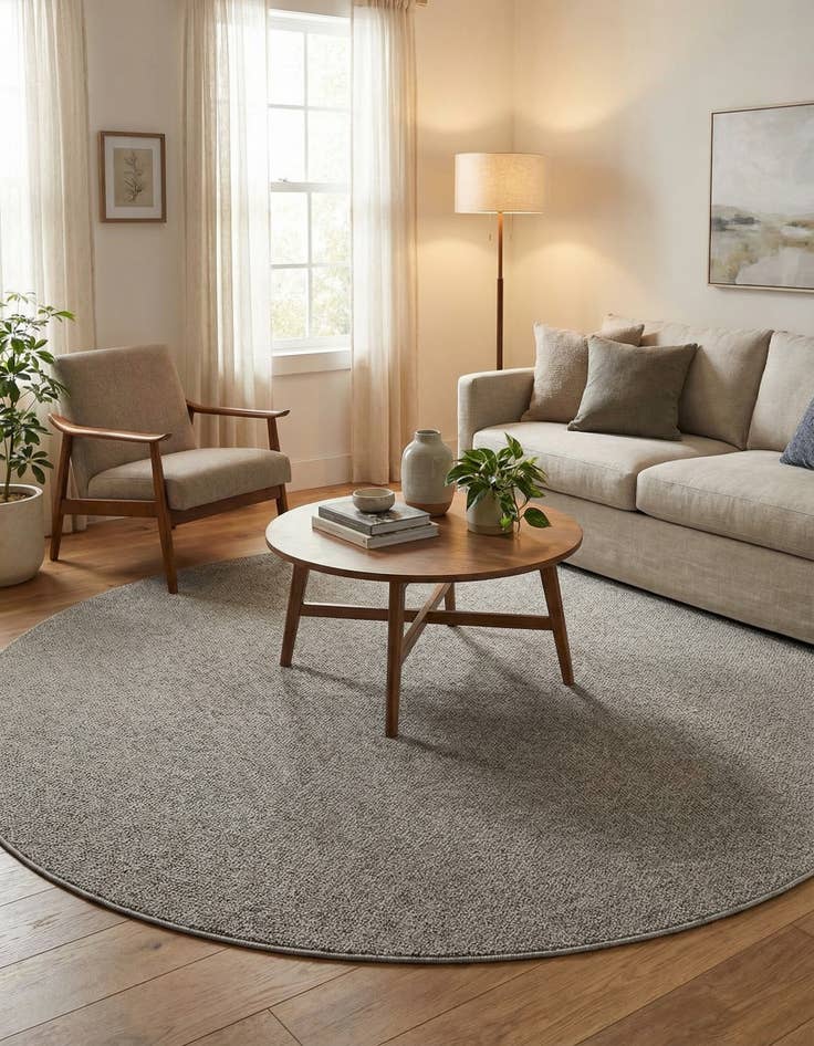 Detail image of  7' 10 x 7' 10  Washable Solid Indoor / Outdoor Round Rug