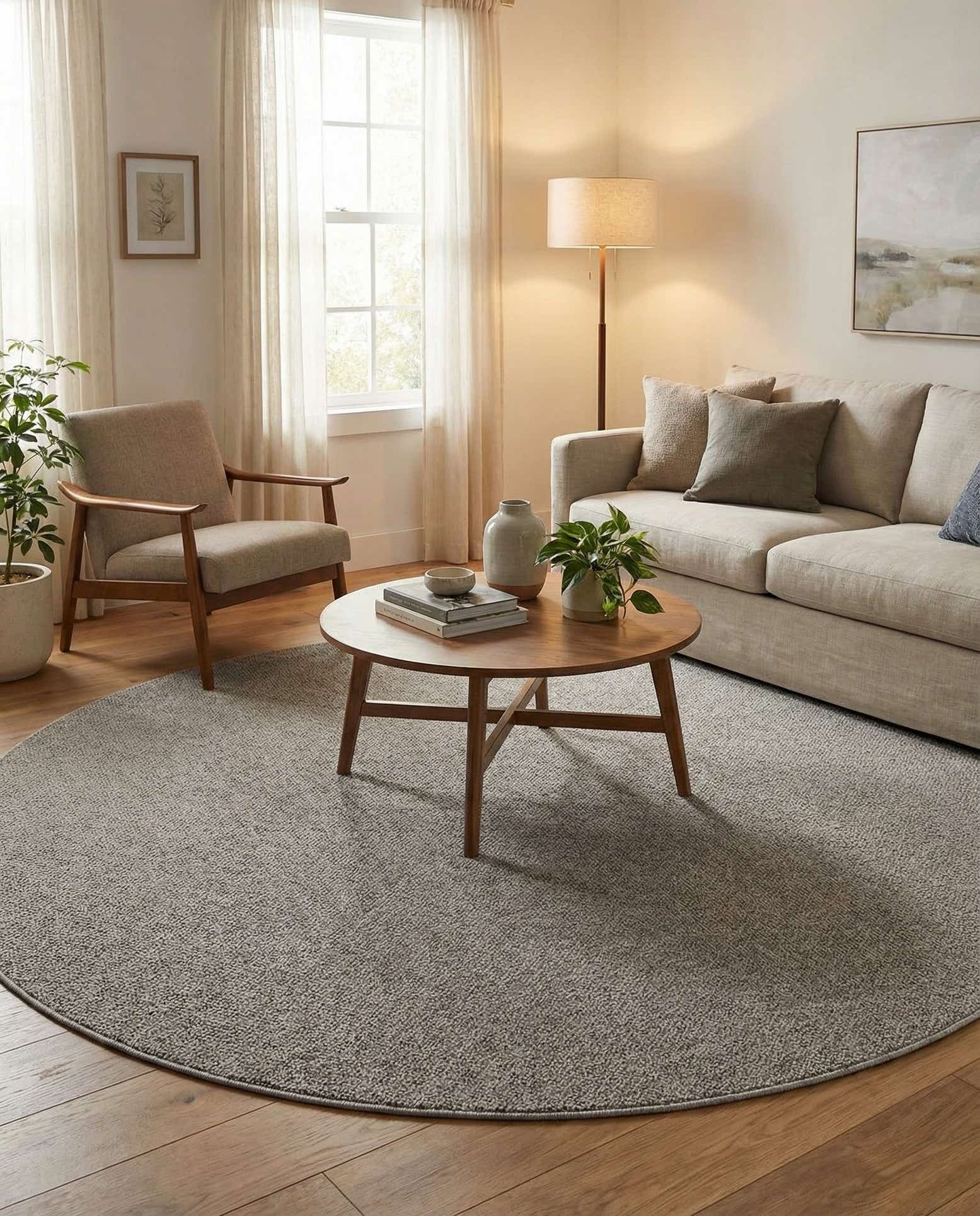 7' 10 x 7' 10 Easy-Clean Solid Indoor / Outdoor Round Rug