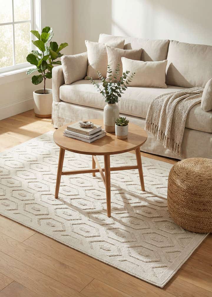 4' x 6' Easy-Clean Trellis Textured Indoor / Outdoor Rug