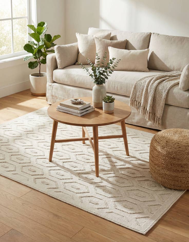 Detail image of 4' x 6'  Washable Trellis Textured Indoor / Outdoor Rug