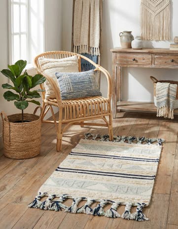 Aquamarine Hand Woven Arizona Wool Rug