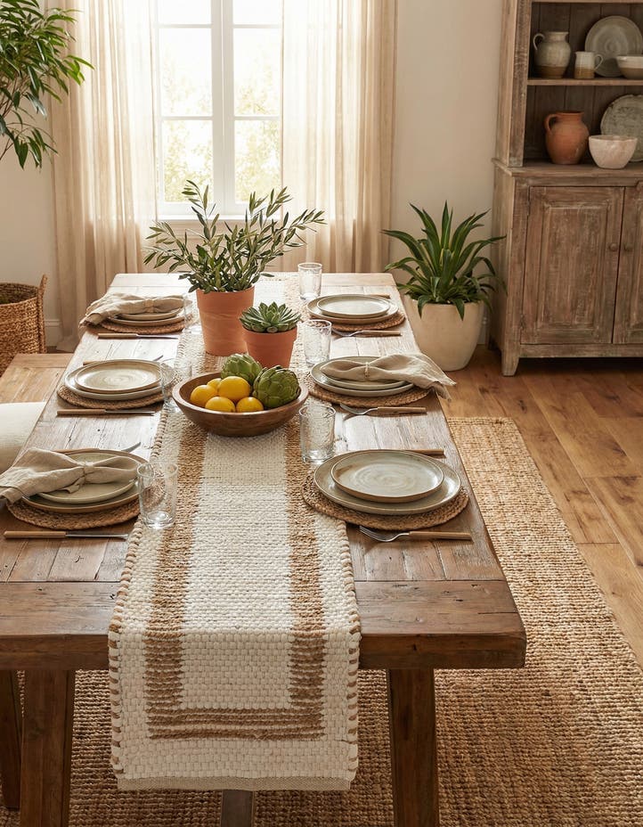 1' 2 x 10' Hand Woven Chindi Jute Table Runne...