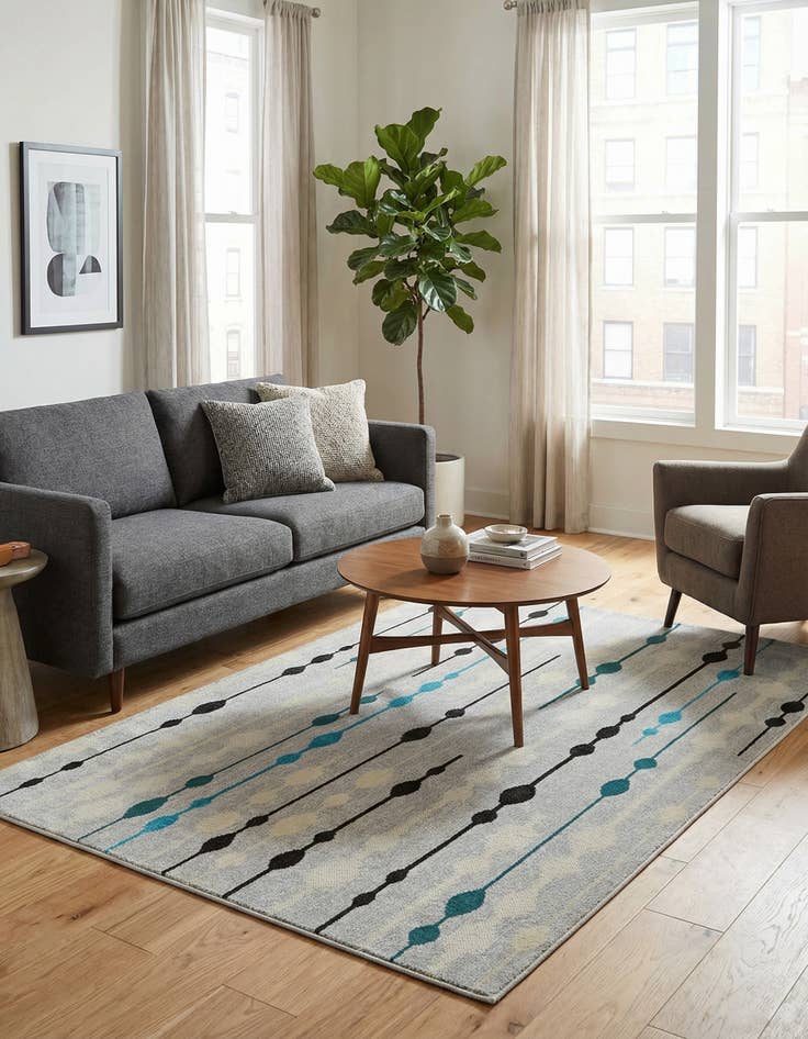 Detail image of 4' x 6' Easy-Clean Modern Indoor / Outdoor Rug