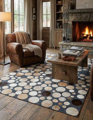 5' x 7' 5 Cowhide Leather Rug