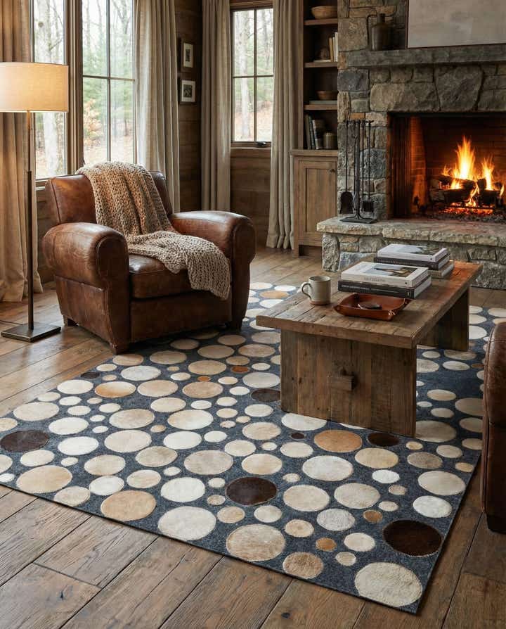 5' x 7' 5 Cowhide Leather Rug