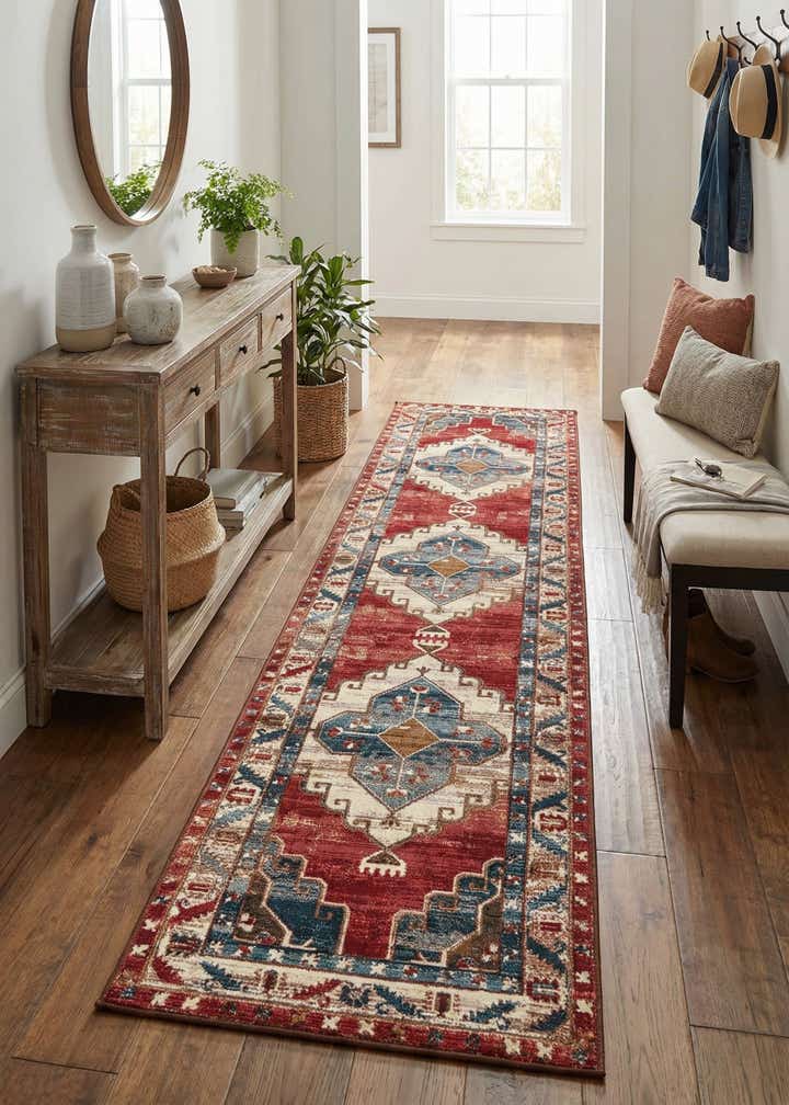 2' 7 x 12' Easy-Clean Traditional Indoor / Outdoor Runner Rug