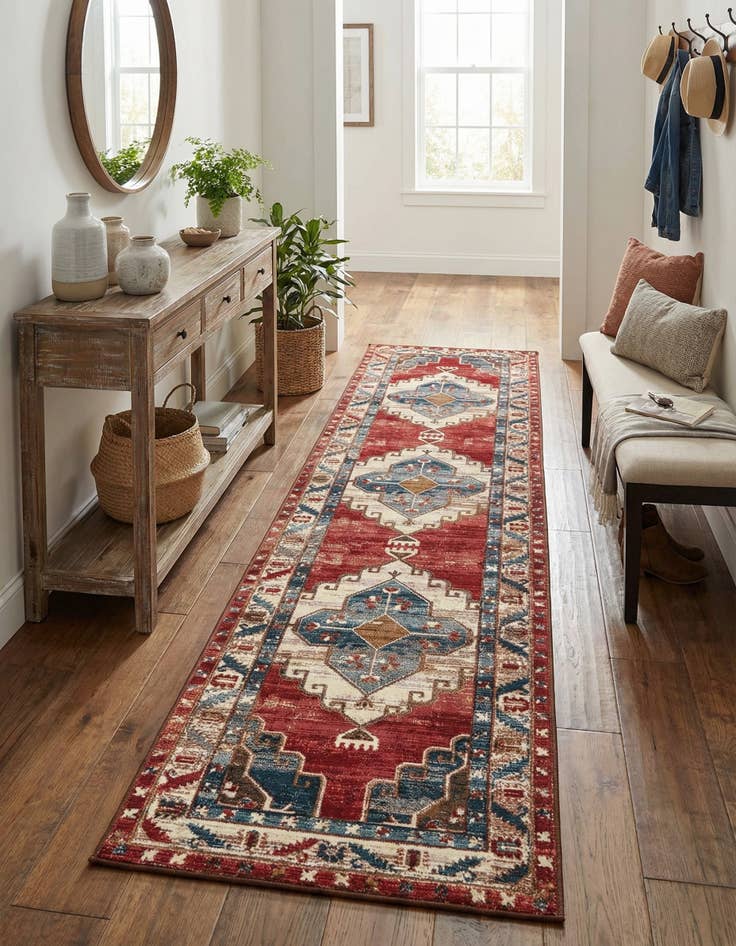 Detail image of 2' 7 x 12'  Washable Traditional Indoor / Outdoor Runner Rug