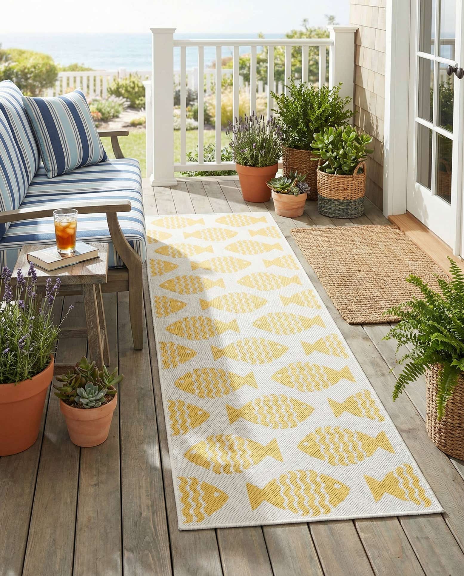 2' x 5' 3 Easy-Clean Coastal Indoor / Outdoor Runner Rug