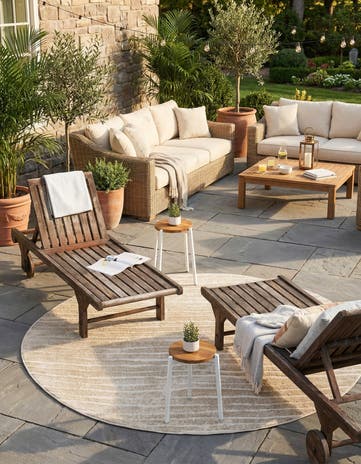 Beige Easy-Clean Sabrina Soto Ola Indoor / Outdoor Round Rug