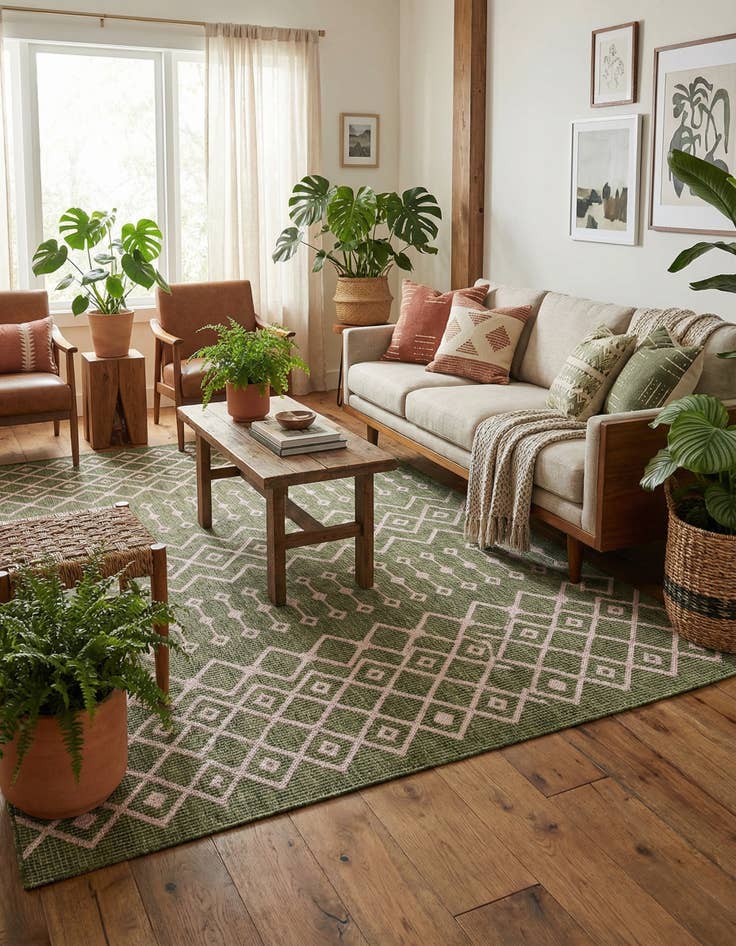 Detail image of 6' x 9'  Washable Trellis Indoor / Outdoor Rug