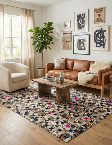 5' x 8' Cowhide Leather Rug