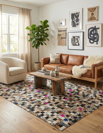 5' x 8' Cowhide Leather Rug