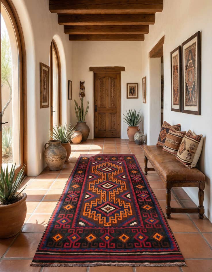 Detail image of 5' 4 x 11' 8  Hand Woven Kilim Afghan Wool Runner Rug