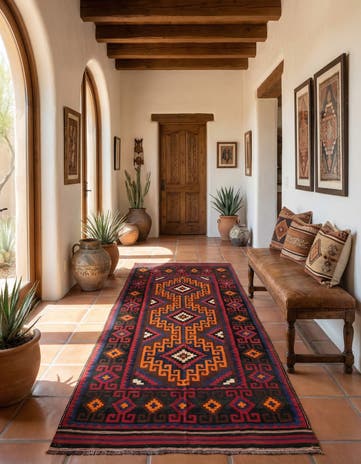 5' 4 x 11' 8 Hand Woven Kilim Afghan Wool Runner Rug