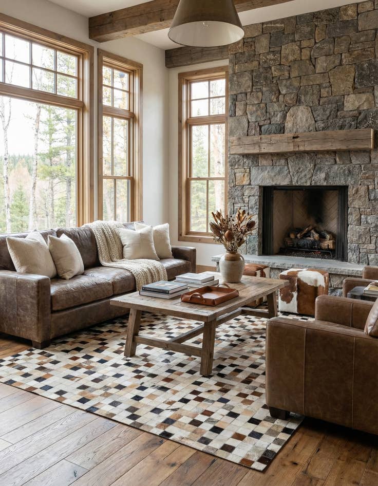 Detail image of  5' 1 x 7' 11 Cowhide - Patchwork Rug