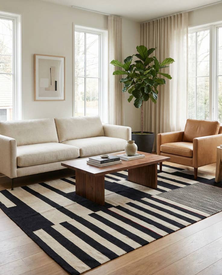 Detail image of 5' 8 x 7' 9 Hand Woven Kilim Modern Wool Rug