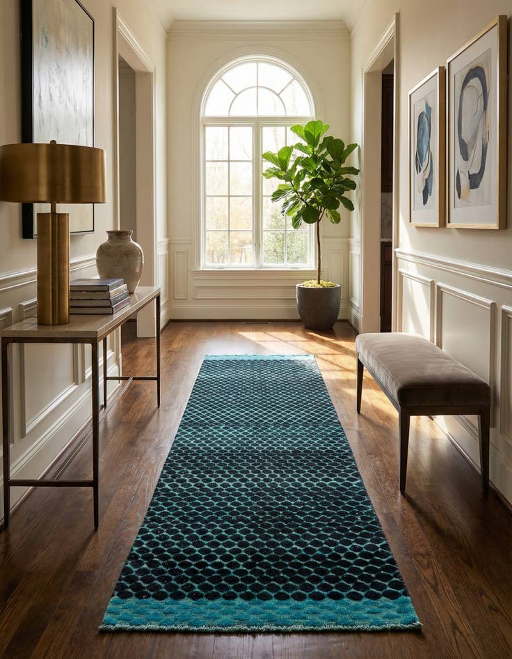 Detail image of  3' 4 x 10'  Hand Knotted Darya Wool Runner Rug