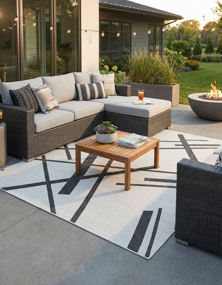 Detail image of 9' x 12'  Washable Modern Indoor / Outdoor Rug