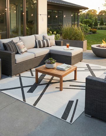 9' x 12' Easy-Clean Modern Indoor / Outdoor Rug