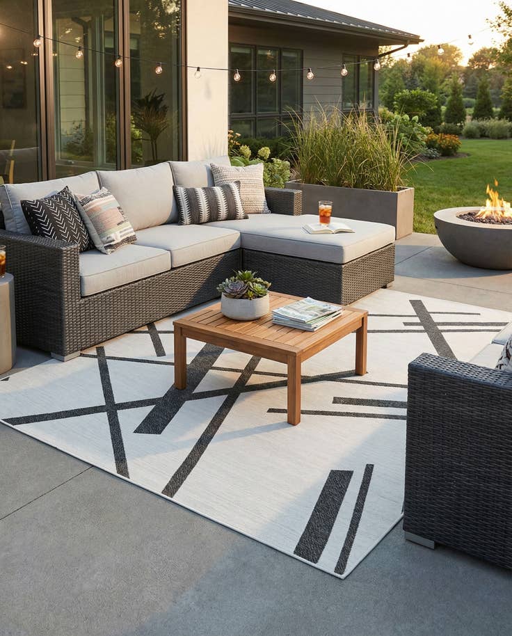 Detail image of 9' x 12' Easy-Clean Modern Indoor / Outdoor Rug