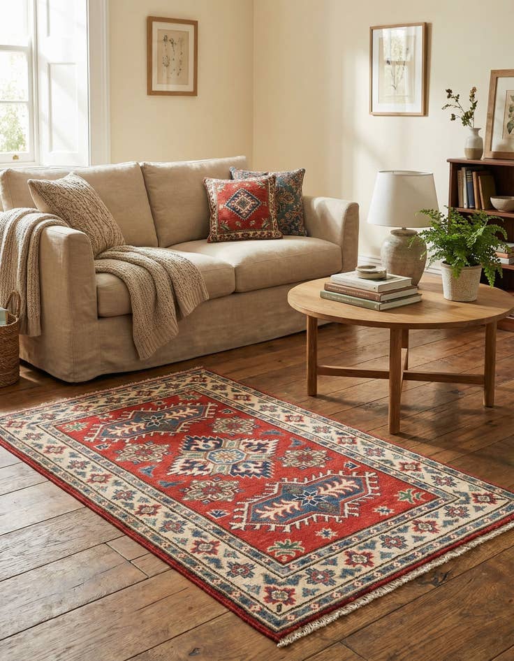 Detail image of 2' 6 x 4'  Hand Knotted Kazak Rug