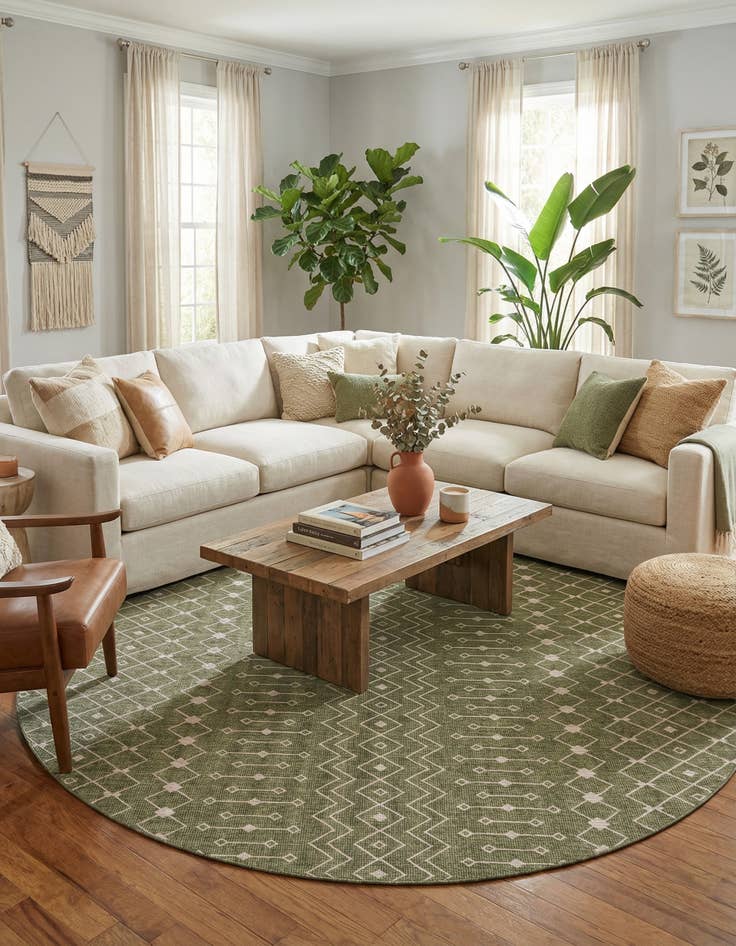 Detail image of 13' x 13'  Washable Trellis Indoor / Outdoor Round Rug