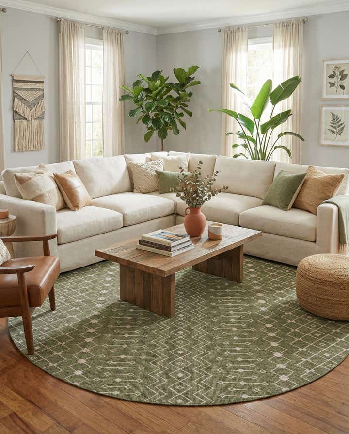 13' x 13' Easy-Clean Trellis Indoor / Outdoor Round Rug