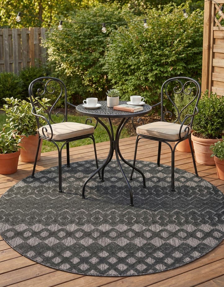 5' 3 x 5' 3 Easy-Clean Trellis Textured Indoor...